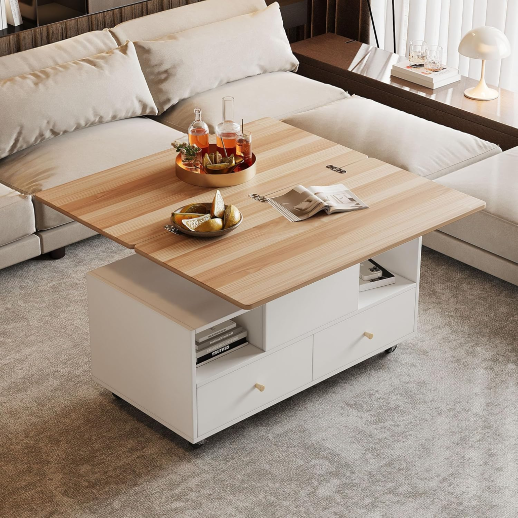 Organización Hogar: Ideas Para Ahorrar Espacio 14 mesa de centro ajustable y extensible con almacenamiento
