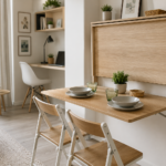 mesas plegables para espacios pequeños en salón moderno