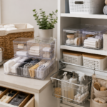 organizadores para piso pequeño con cajas transparentes cestas y estantes